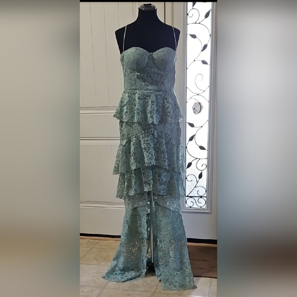 Trendyol Bustier Maxi Dress in Green Size XL